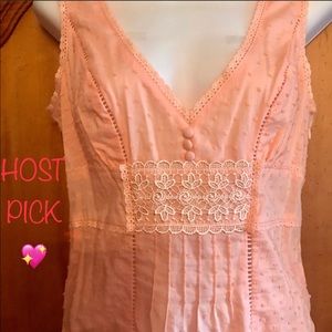 🎉HOST PICK🎉NWT BEBE PEACH TIEBACK DOTTED TOP SM